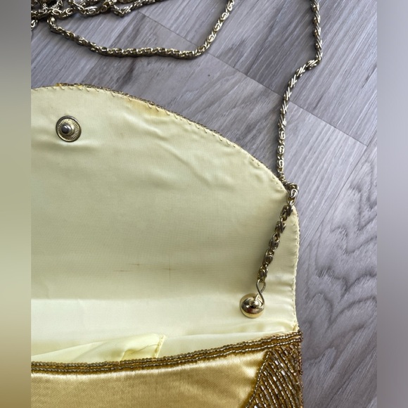 Delill 1950s Vintage Gold Hand Beaded Evening Clutch Purse with Chain - Picture 8 of 12